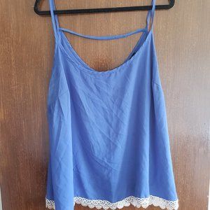 Light Blue Cami shirt with floral trim